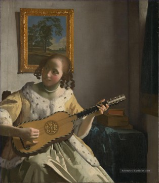 Le joueur de guitare Baroque Johannes Vermeer Peinture décoratif